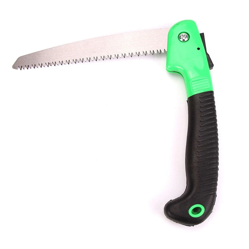 Black And Green Folding Saw With A Plastic Handle factory